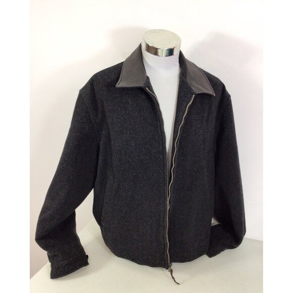 Newport Harbor Wool Coat Jacket Leather Trim Mens XL - Picture 1 of 9